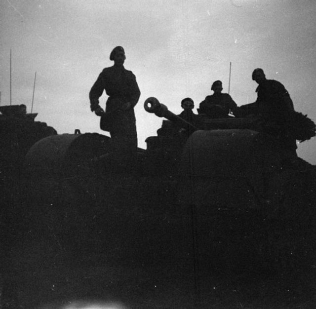 Churchill Tanks Move Up at Dawn