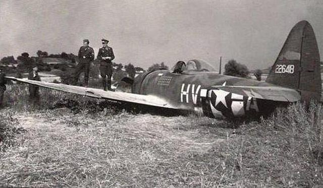 German Officers on the Wing of a P-47D