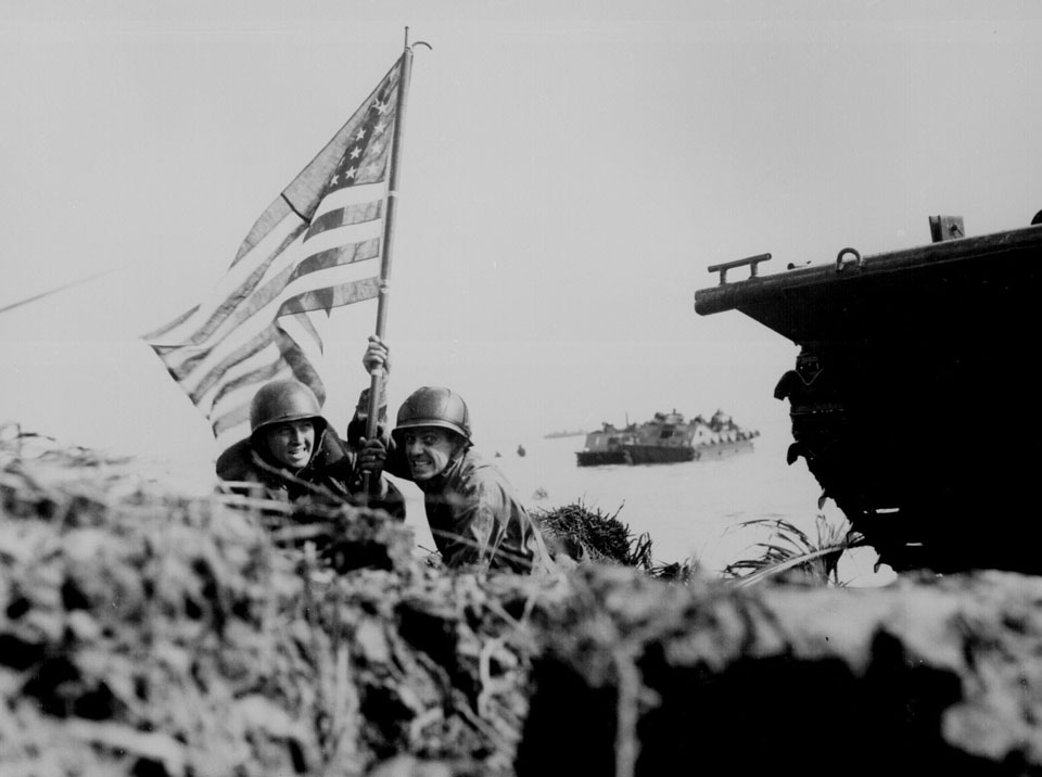 US officers plant flag