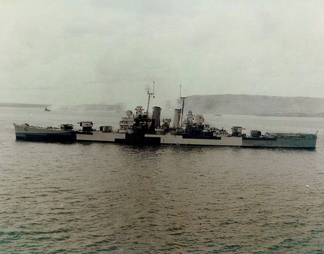 Light Cruiser USS <i>St Louis</i> Bombarding Guam