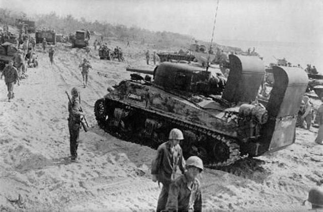 M4 Sherman Tank Lands on Tinian