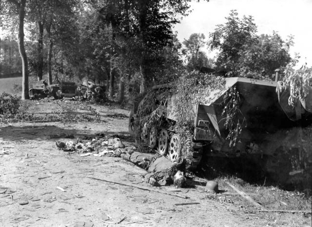 Shattered German armoured column