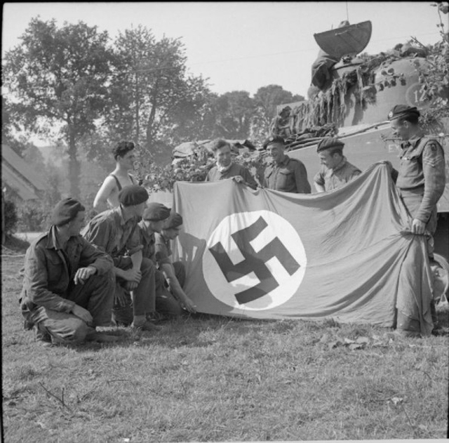 Displaying Captured Nazi Flag