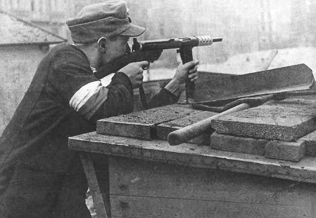 Home Army Soldier Defending a Barricade