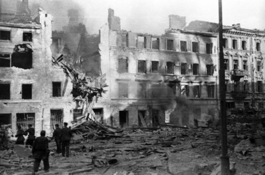 Destroyed Apartment Houses in Podwale Street