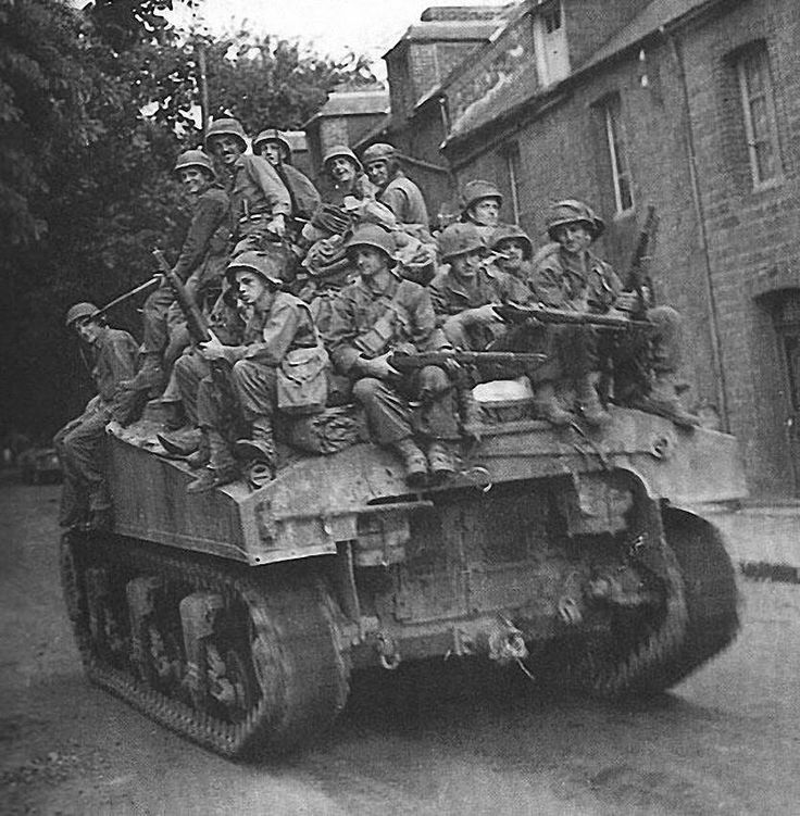 Infantry Riding a Sherman