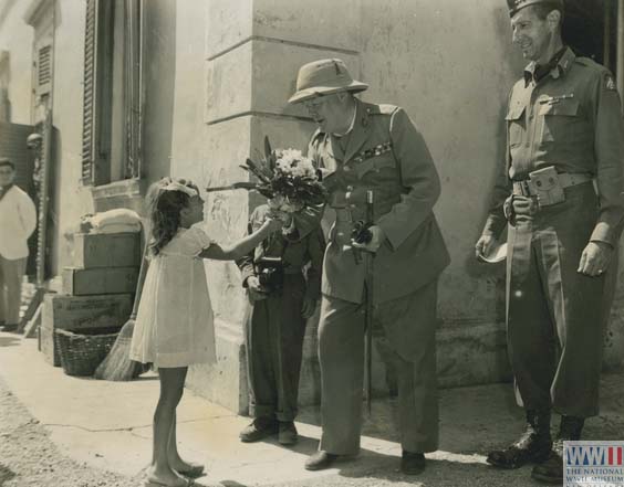 Churchill Receiving Flowers