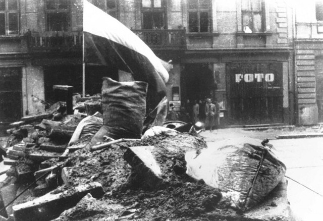 Barricade with a Flag at Marszalkowska Street