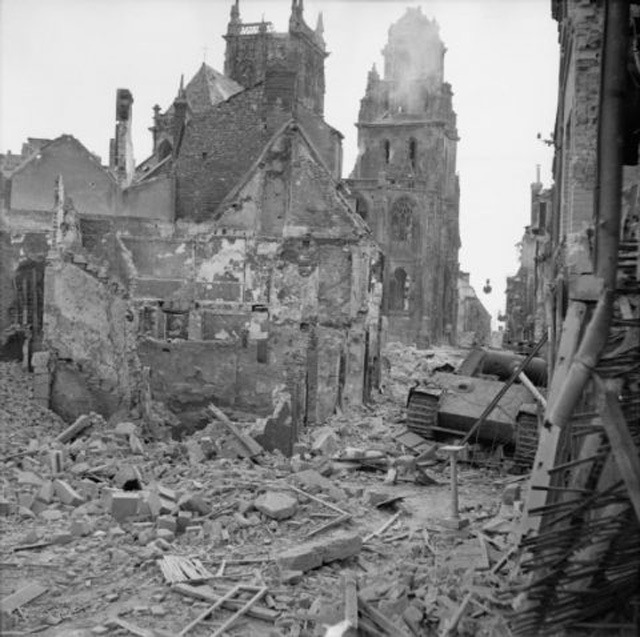 A German Panther Tank Lies in Argentan