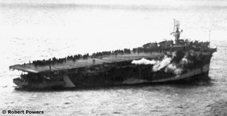 HMS Nabob after she was torpedoed