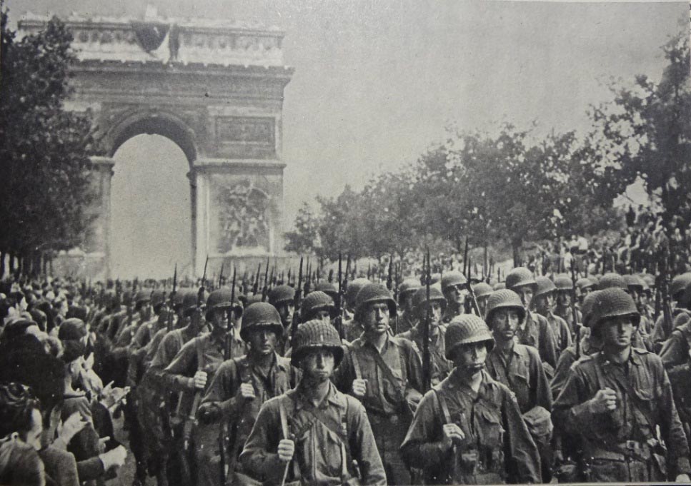 American Troops Parading down the Champs-Elyses