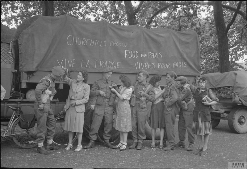 British Troops Enjoy the Attention of French Girls