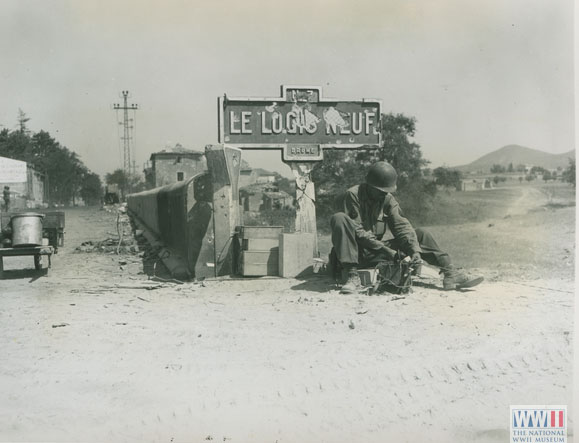 US signalman works on a device