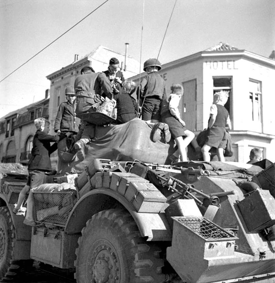 Belgian Children Greet Soldier