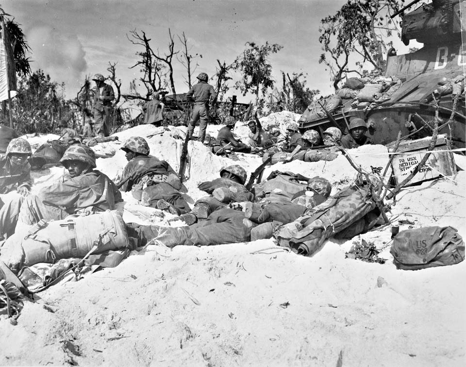 US Marines Rest on Peleliu