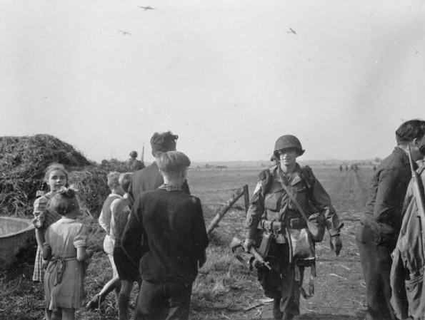 Dutch Children Greet Paratroopers