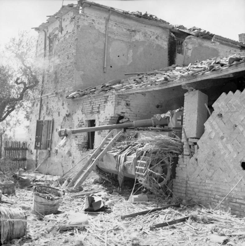 An abandoned German PzKpfw IV tank