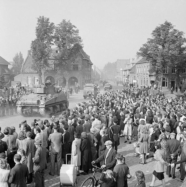 Sherman tanks advancing