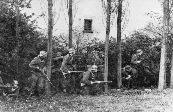 German Soldiers Searching for Allied Troops