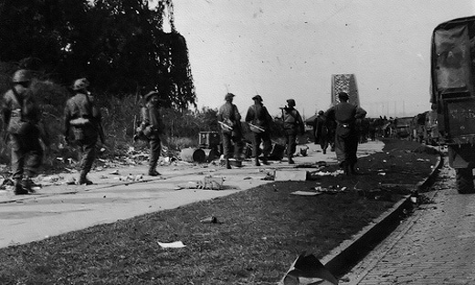 British Troops Crossing Waal Bridge