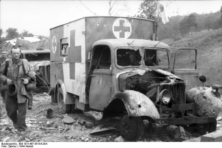 Destroyed medical supplies truck