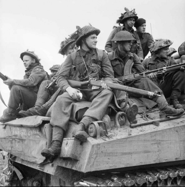 Infantry Ride on Sherman Tanks