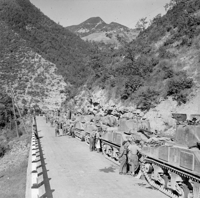 Sherman tanks of 26th Armoured Brigade