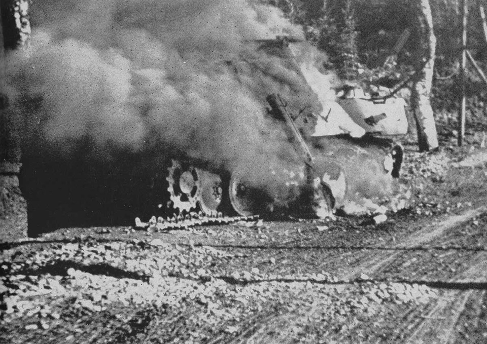 German Tank Burning