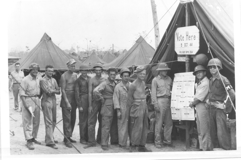 Seabees create a voting area