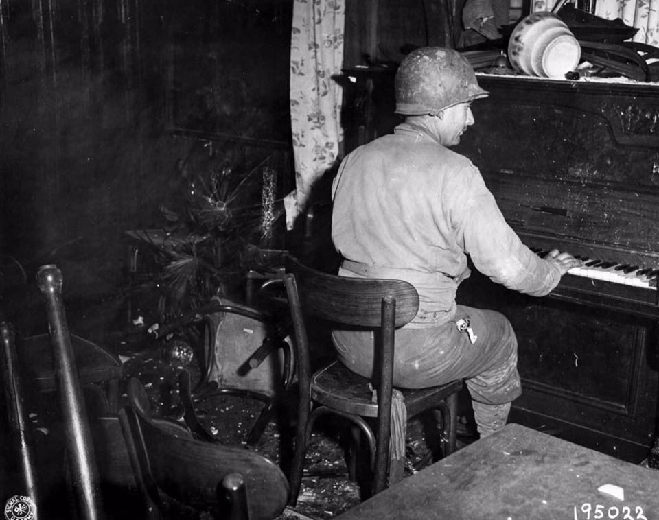 US Soldier Playing a Piano