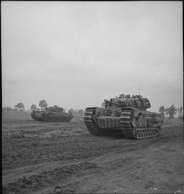 Churchill Tanks Advancing Toward Venraij