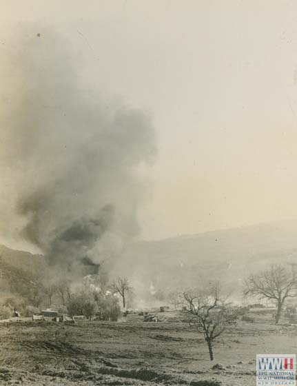 Burning New Zealand Ammunition Dump