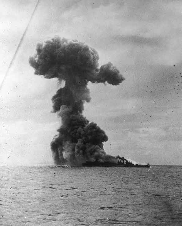 Heavy Explosion Aft on <i>Princeton</i>