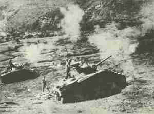 American Sherman Tanks Firing on the Gothic Line