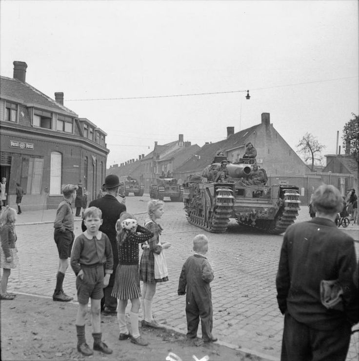 Churchill AVREs Passing Through Dongen