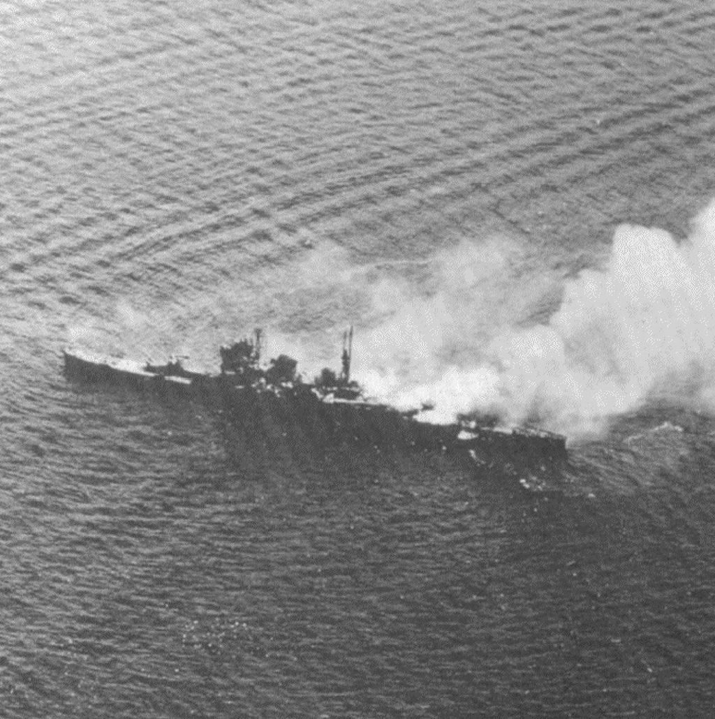 Japanese Cruiser <i>Nachi</i> Under Attack