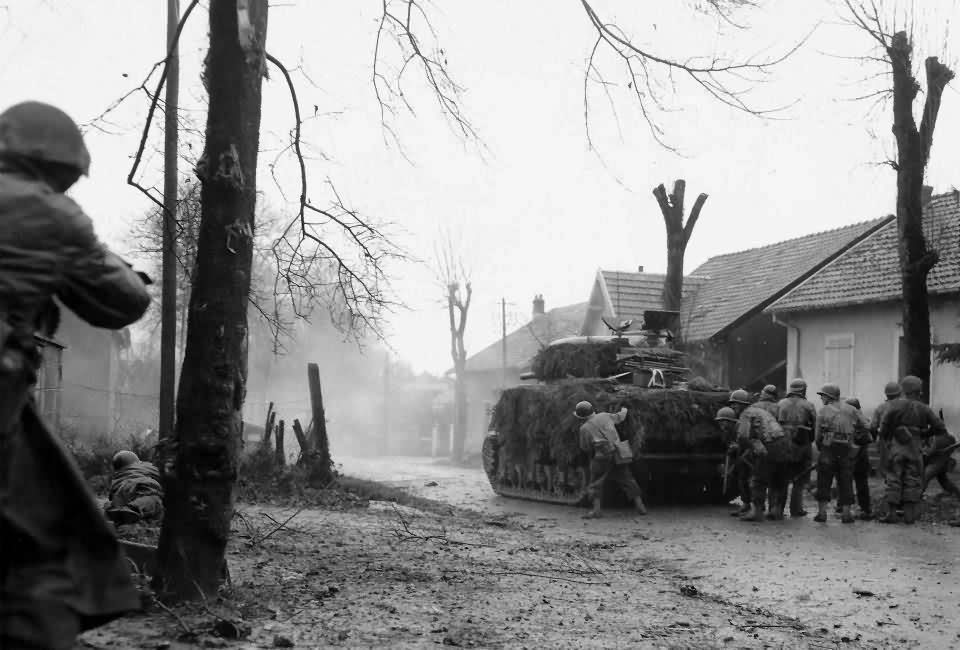 French M4 Sherman Advancing