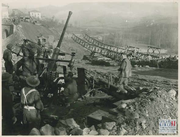 British 40-mm Anti-aircraft Gun Protects US Engineers