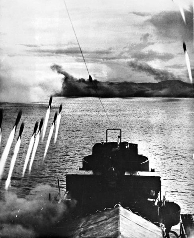 Rocket Attack on Beach Defenses