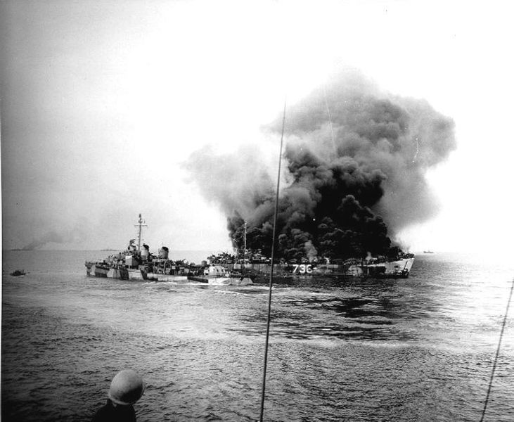 LSTs Hit by <i>Kamikazes</i>