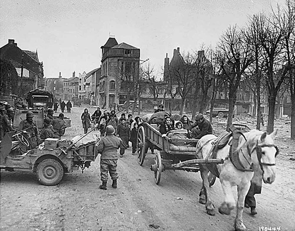 Refugees Leaving Bastogne