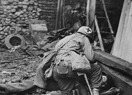 Medic Tending to Wounded Soldier