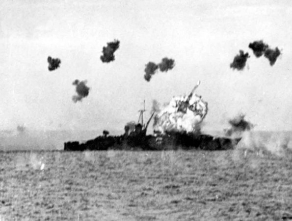 USS Louisville is struck by a kamikaze