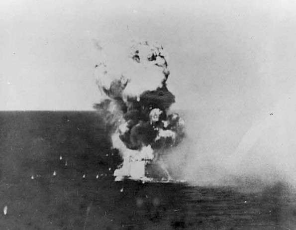 <i>Kamikaze</i> Aircraft Hits <i>Columbia</i>