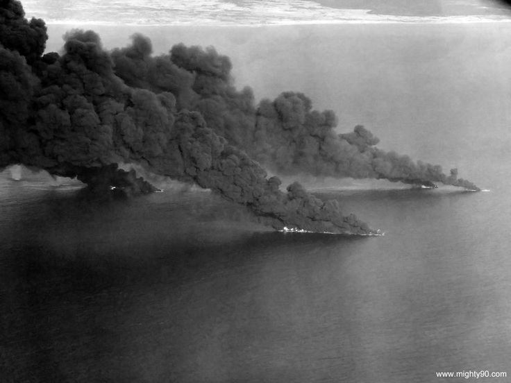 Japanese Ships Burning off Indochina