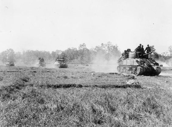 Sherman Tanks in the Hills around Arakan