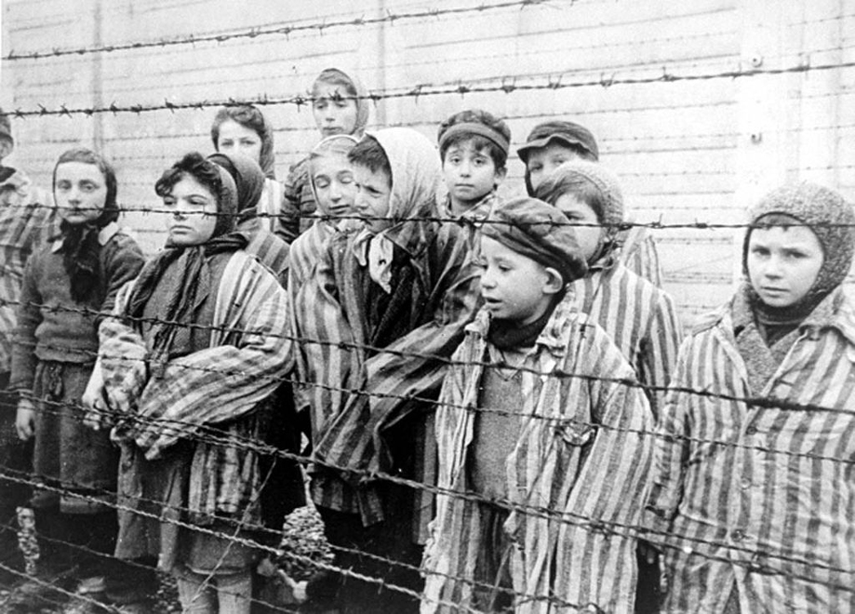 Young survivors at Auschwitz