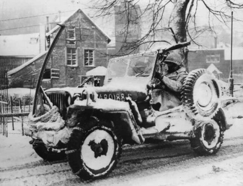 30th Infantry Division jeep in Belgium