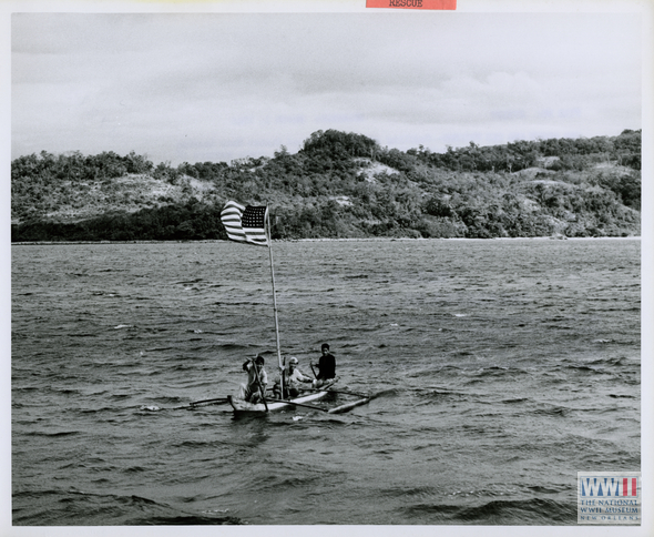 Canoe Approaches Landing Craft