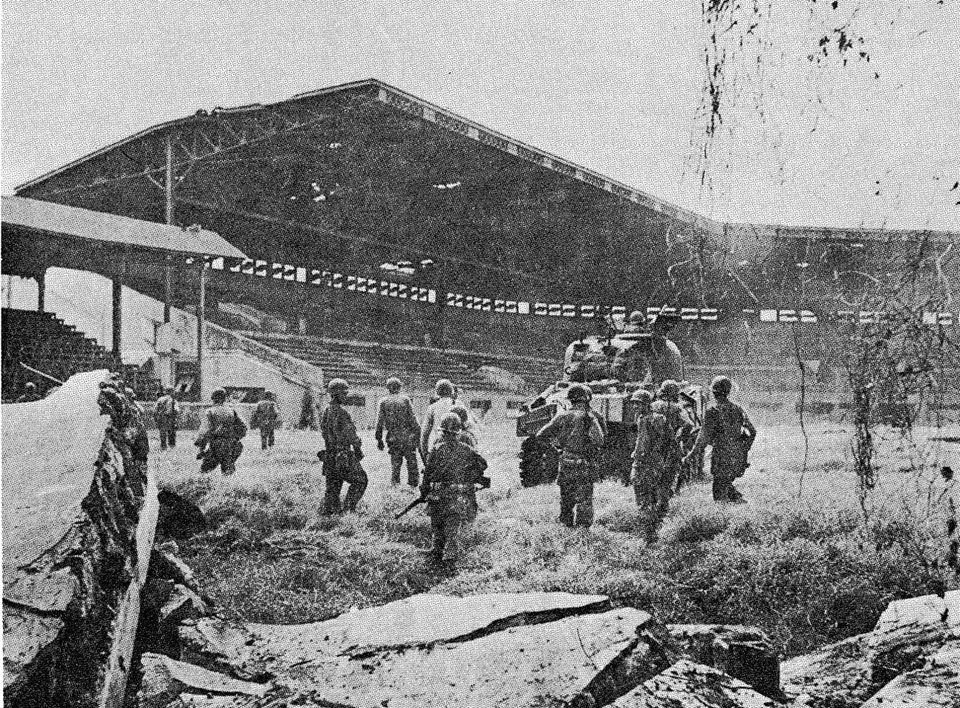 US troops at the Rizal Baseball Stadium